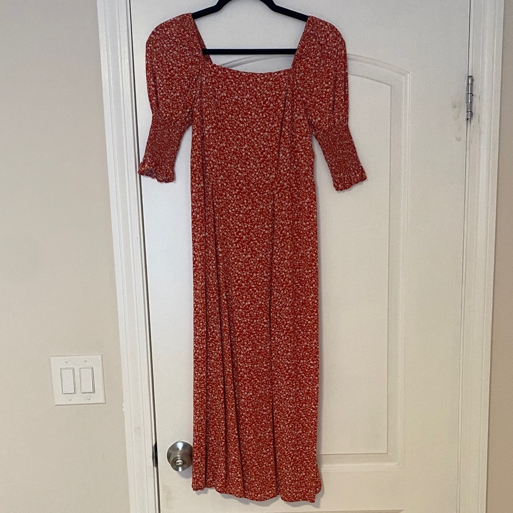 Elegant Red Floral Women's Dress